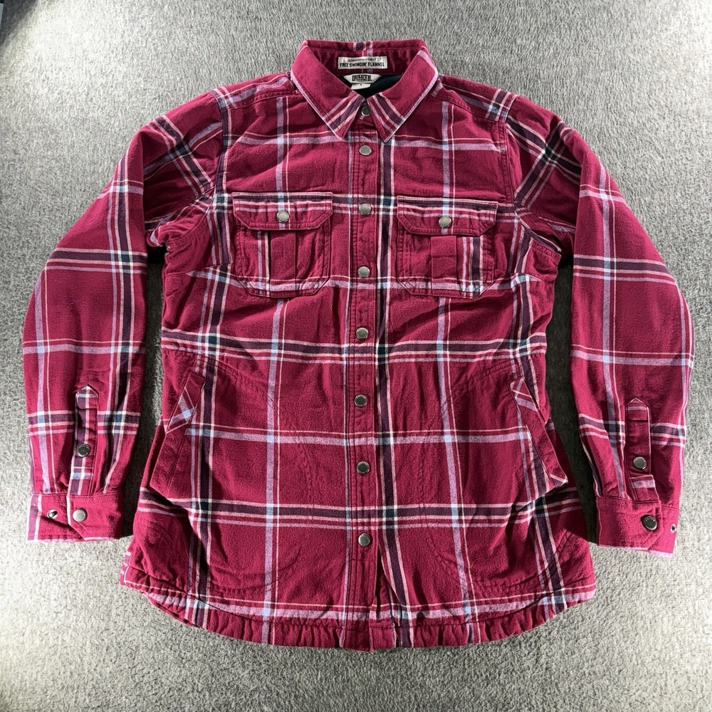 Duluth Trading Flannel Jacket Womens Small Plaid Free Swinging Lined Shacket